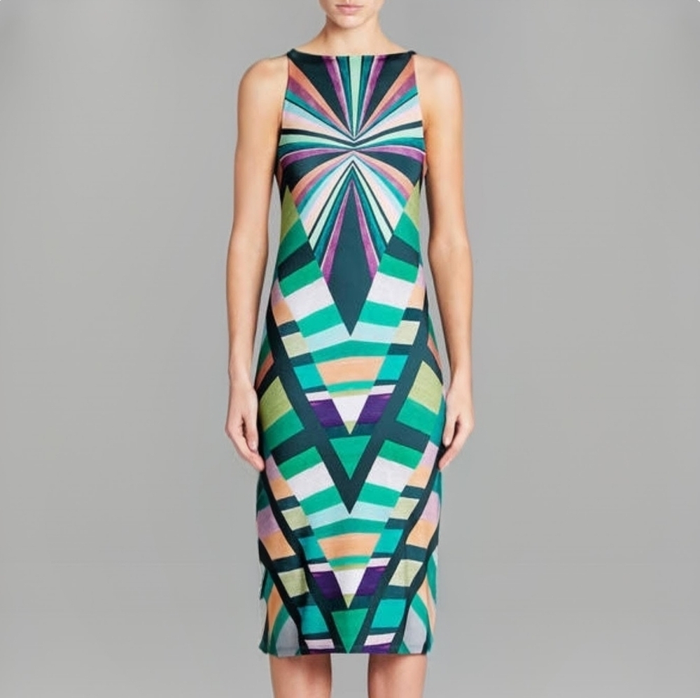 Mara Hoffman Prism V Back Geometric Patterned Midi Dress